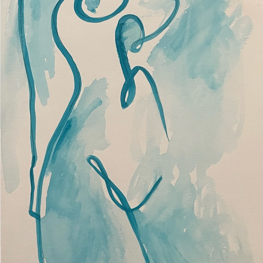 Abstract Blue Line Art Print